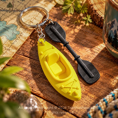Kayak keychain yellow - kayak,