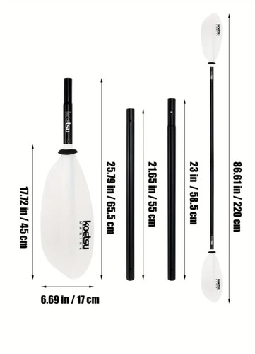 White black kayak paddle 220 - black,
