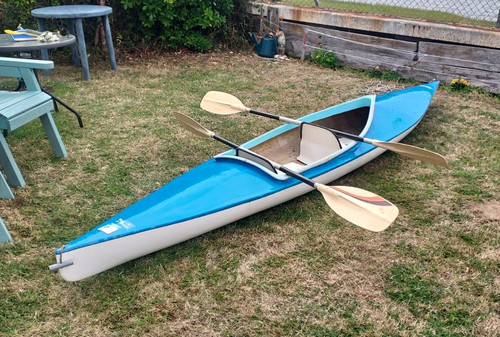 Blue white kayak canoe - blue,